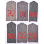 3x Near Matched Pairs of 1915 Simplified Field Grey Tunic Shoulder Boards