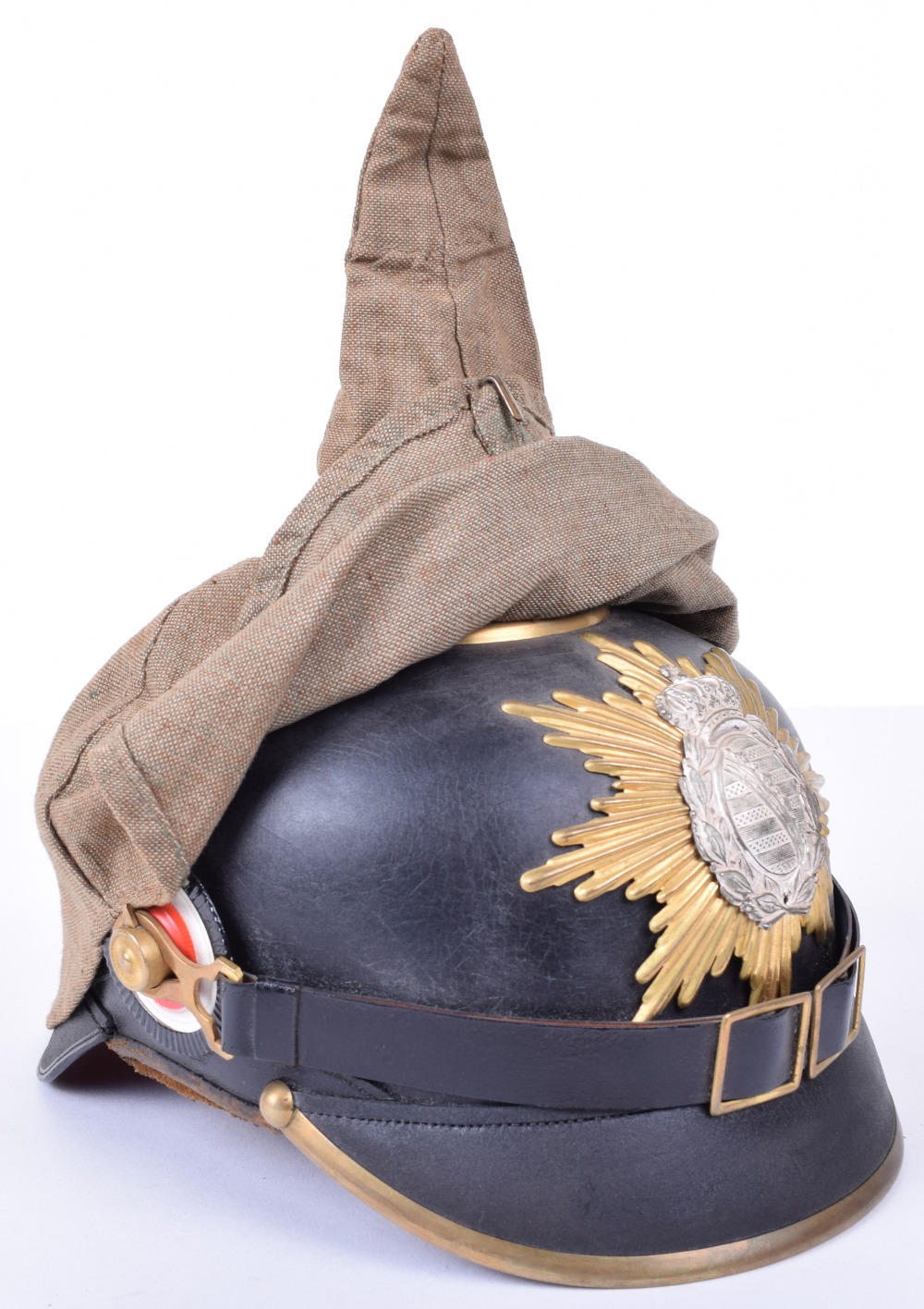 Saxon One Year Volunteer Pickelhaube with Original Trench Cover - Image 6 of 18