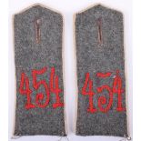 Regiment 454 Near Matched Pair M.15 Field Grey Tunic Shoulder Boards