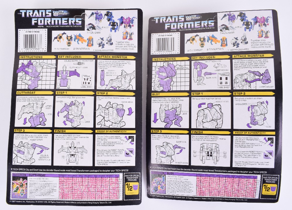 Two Original Carded Hasbro G1 Transformers, TR3 Terrorcon ‘Cutthroat’ and TR4 Terrorcon ‘Blot’ - Image 2 of 2