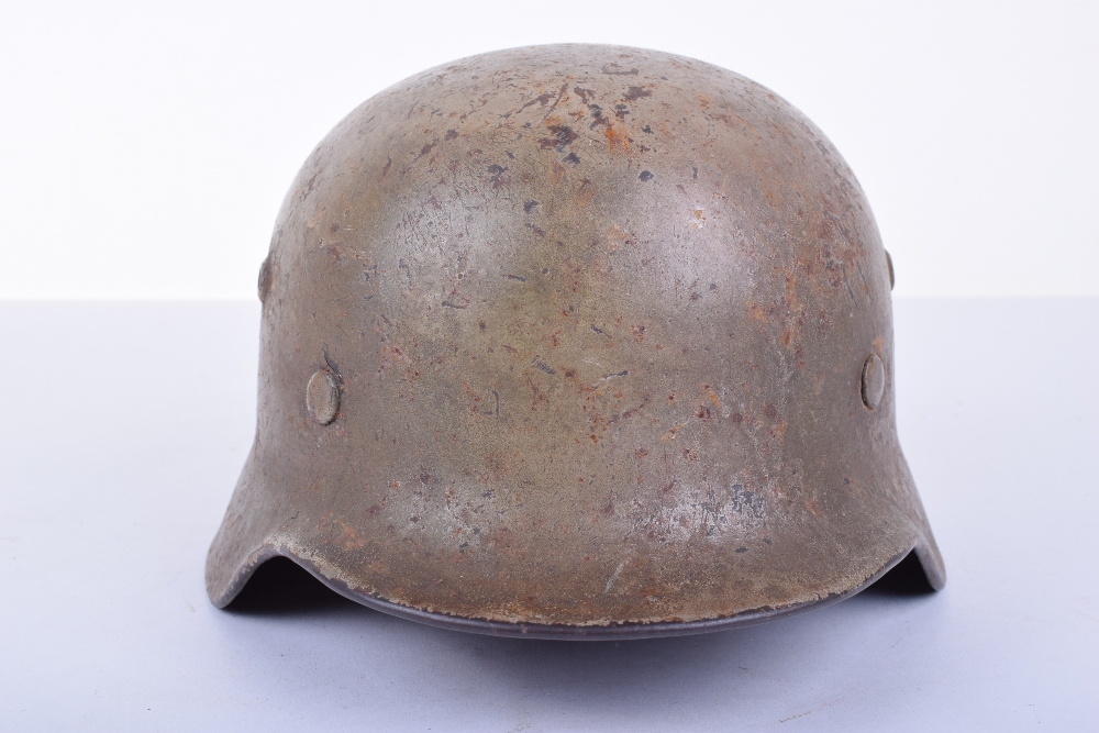 WW2 German Army Normandy Camouflaged Steel Combat Helmet - Image 3 of 8