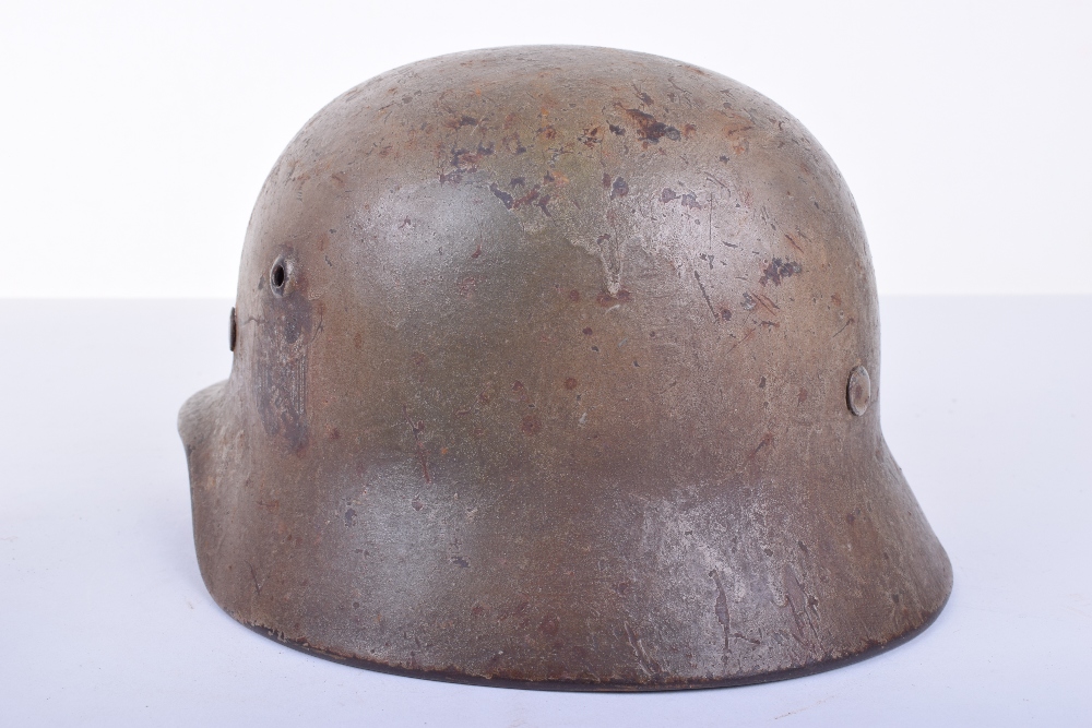 WW2 German Army Normandy Camouflaged Steel Combat Helmet - Image 4 of 8