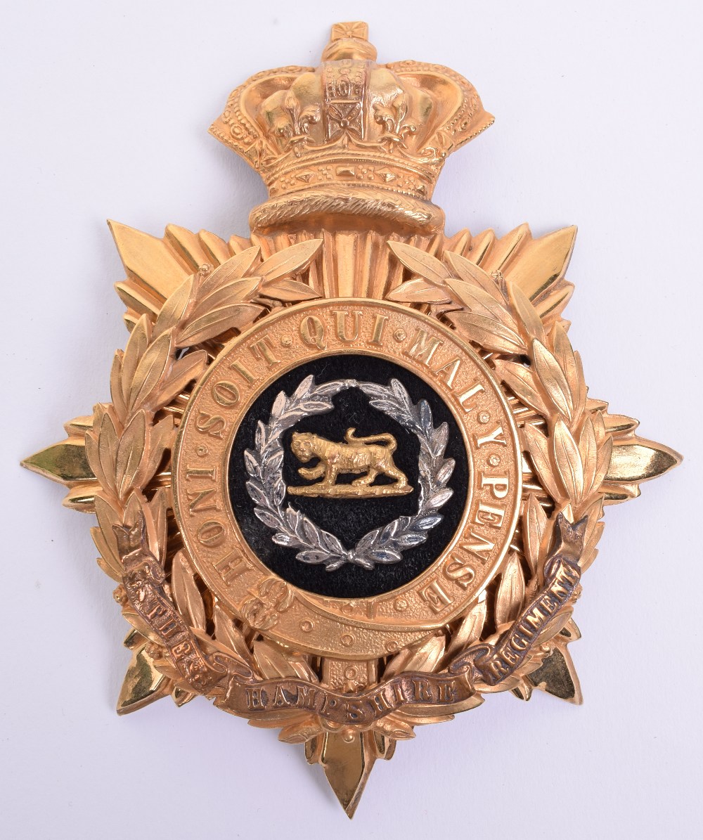 Victorian Hampshire Regiment Officers Helmet Plate