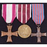 WW2 Polish Cross of Valour and Monte Cassino Medal Group of Three Awarded to Sergeant (Medical Order