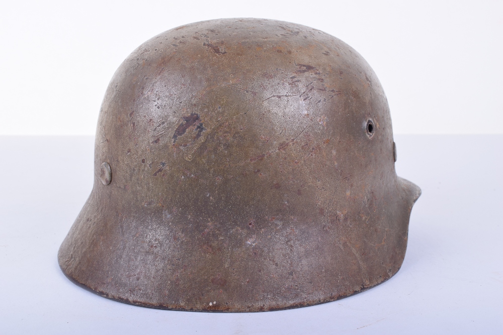 WW2 German Army Normandy Camouflaged Steel Combat Helmet - Image 5 of 8