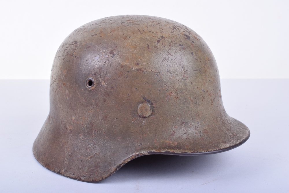 WW2 German Army Normandy Camouflaged Steel Combat Helmet - Image 2 of 8