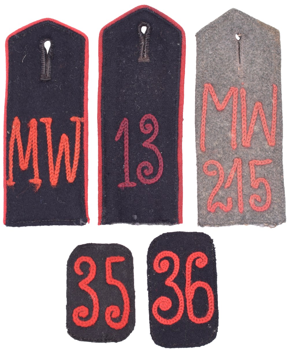 Minenwerfer and Engineer Enlisted Mans Shoulder Boards and Numerals