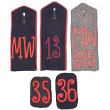 Minenwerfer and Engineer Enlisted Mans Shoulder Boards and Numerals