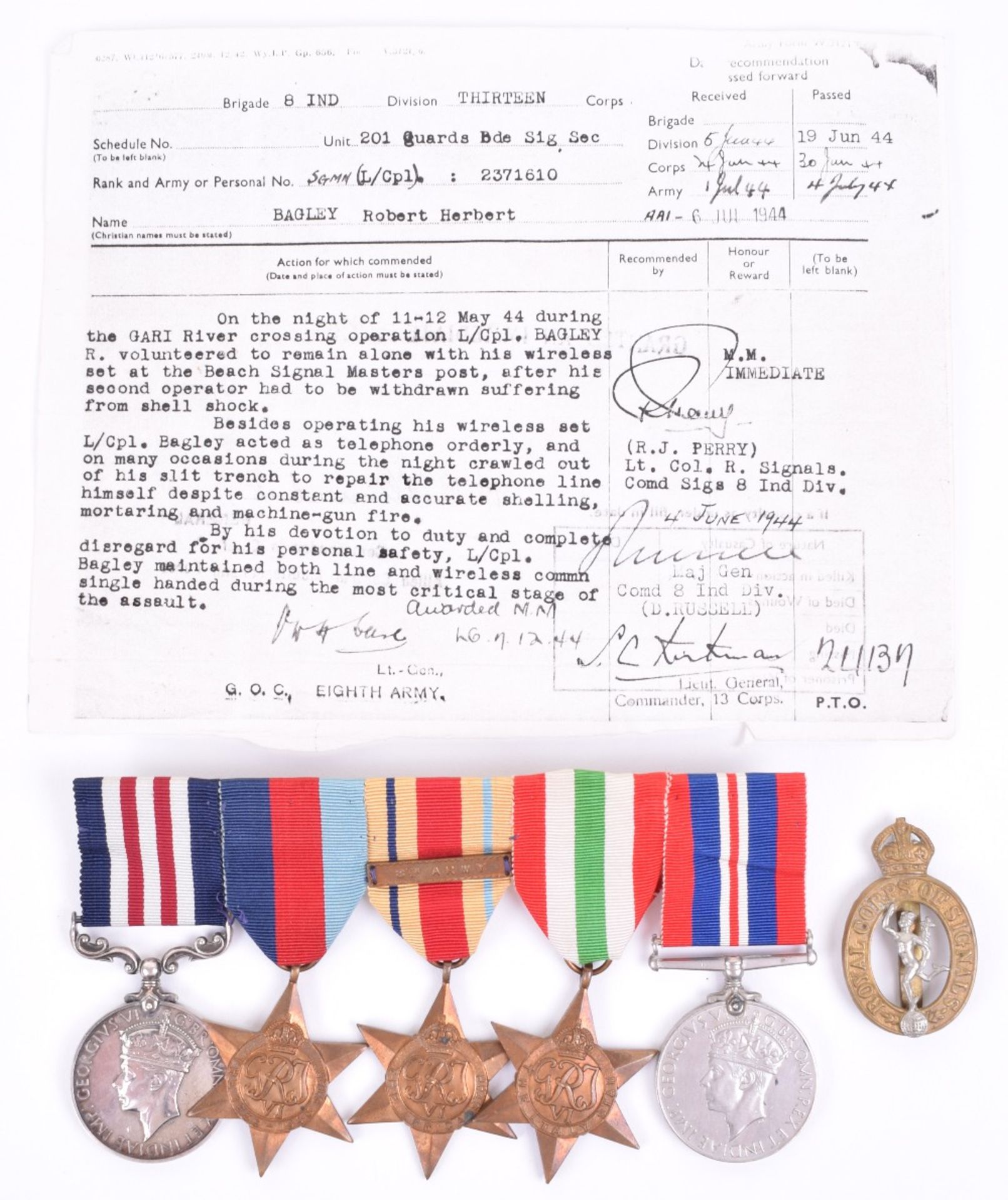 WW2 River Gari (Rapido) Crossing 1944 Immediate Military Medal (M.M) Group of Five of Lance Corporal - Image 2 of 5