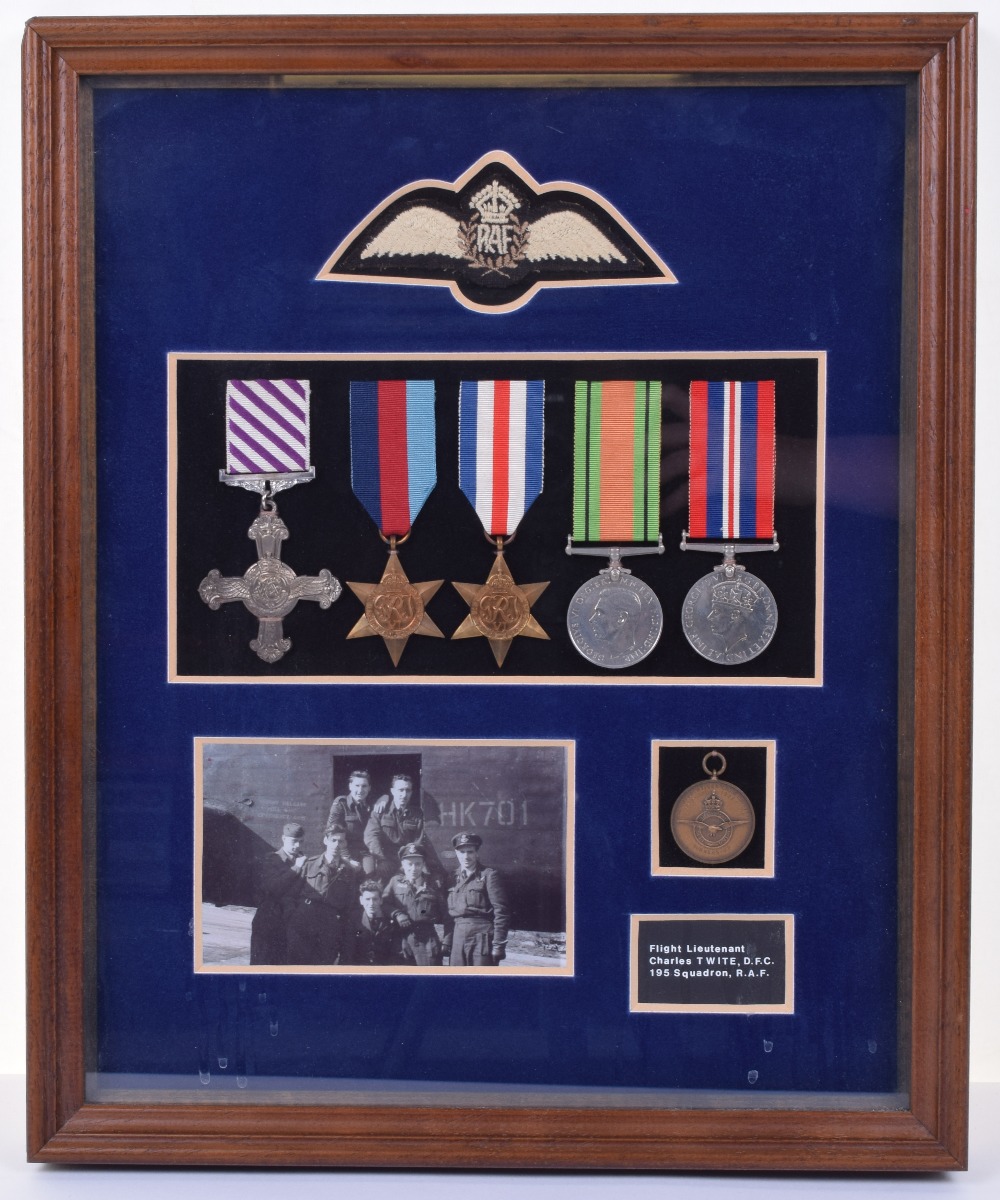 A Fine Second World War Lancaster Bomber Pilots Distinguished Flying Cross (D.F.C) Medal and Log Boo