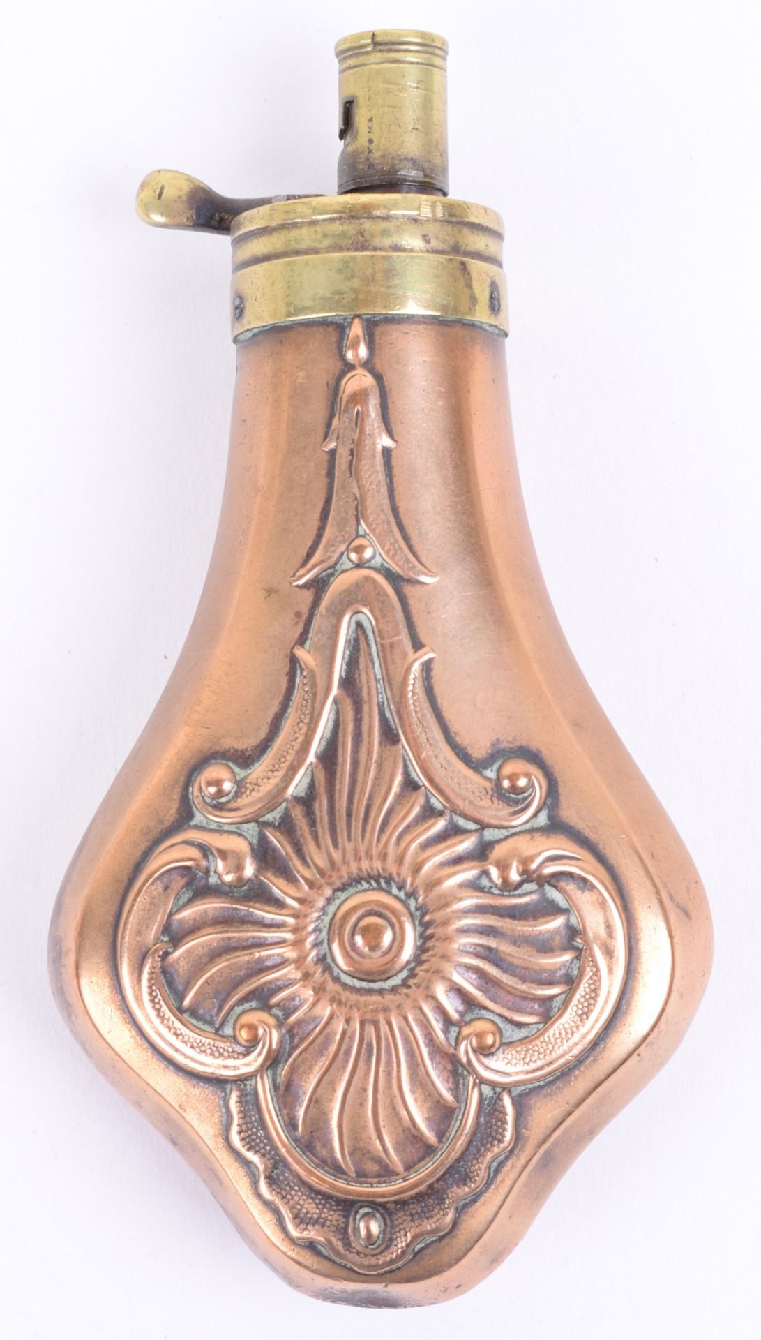 Antique Copper and Brass Pistol Flask by Dixons & Son