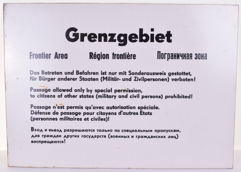 West / East German Frontier Sign