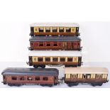 Bing five 0 gauge Bogie coaches,