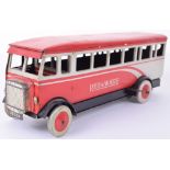 Burnett tinplate c/w Red & White Single decker bus,