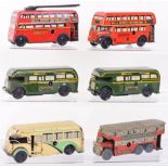 Six Wells and Brimtoy tinplate pocketoy buses,