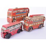 Three tinplate Double Decker buses,