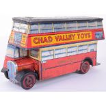 Chad Valley for Carr’s biscuits tinplate c/w London Transport Double Decker bus,