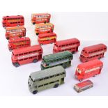 Collection of plastic and tin Double decker buses,