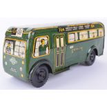 Brimtoy tinplate friction driven Green Line Single Decker bus 704,