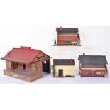 Collection of lead Railway figures, Station accessories and Bassett-Lowke 0 gauge wooden track side