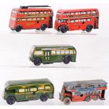 Five Wells and Brimtoy tinplate pocketoy buses,