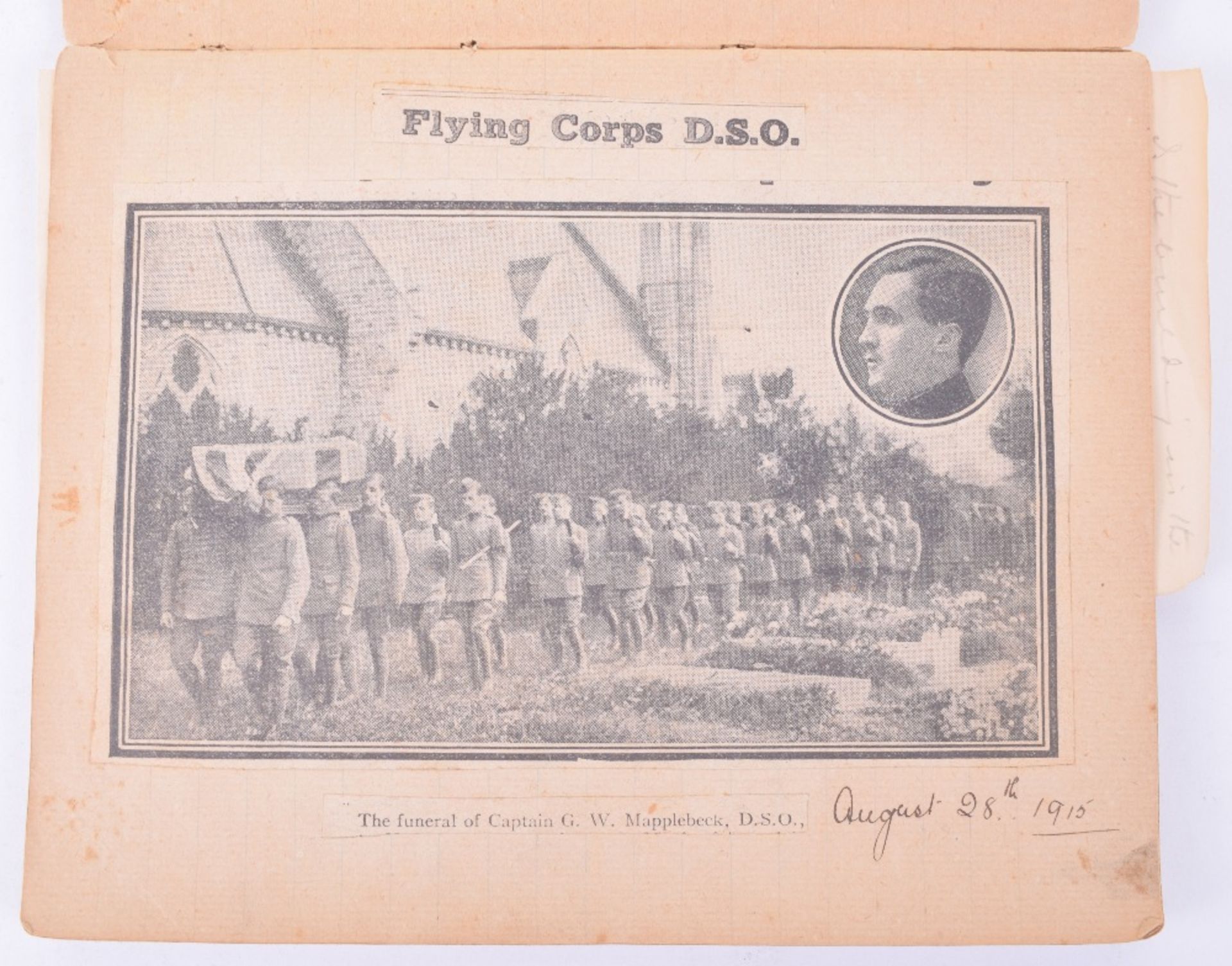 Royal Flying Corps Memorial Scrapbook to Captain G W Mapplebeach, Killed on August 24th 1916 at Joyc - Image 7 of 15