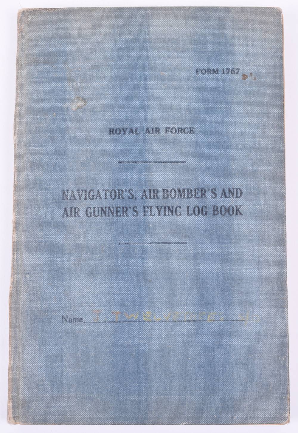 Rare Royal Air Force Navigators, Air Bombers and Air Gunners Log Book to WAAF in the Meteorological