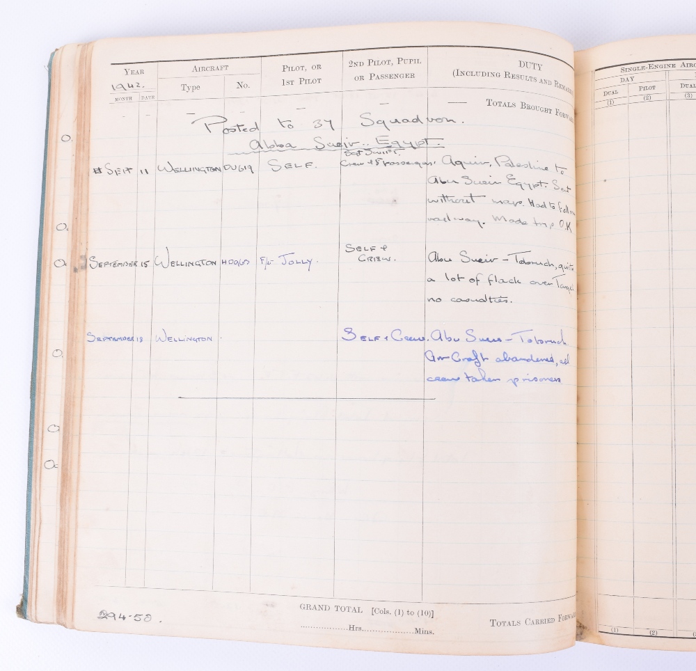 Royal Air Force Pilot’s Flying Log Book of 656362 W/O Leslie B Brown - Image 3 of 9