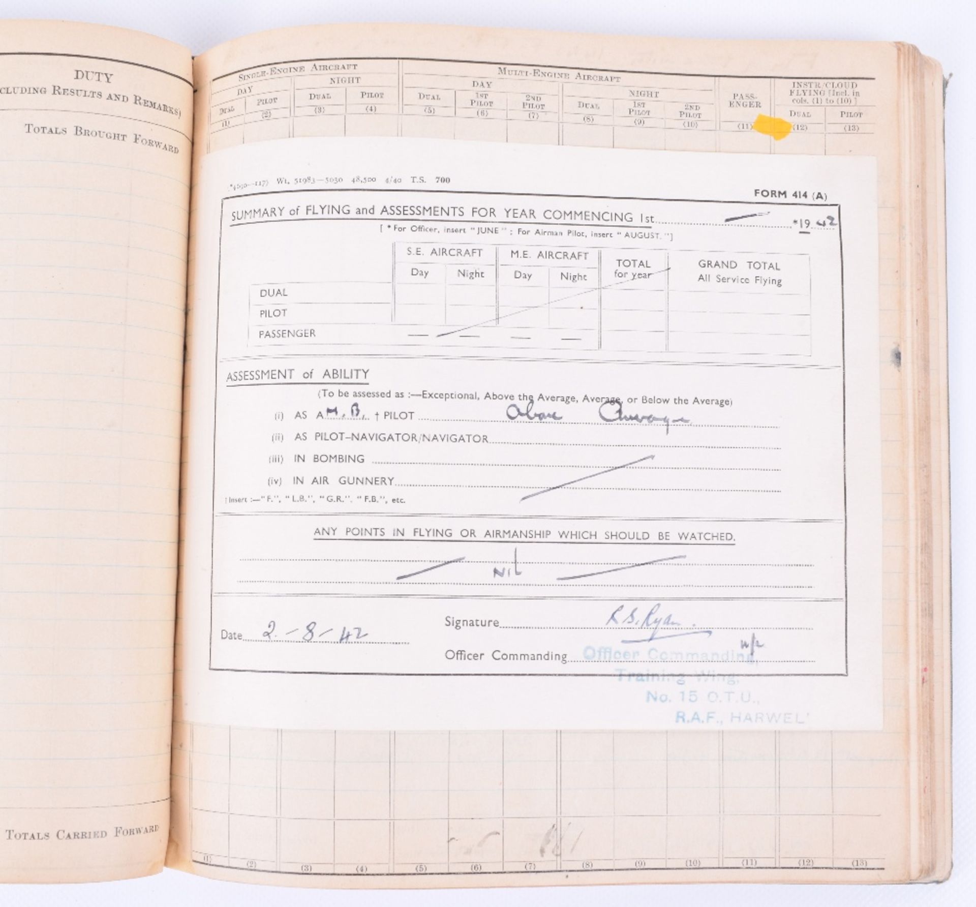 Royal Air Force Pilot’s Flying Log Book of 656362 W/O Leslie B Brown - Image 5 of 9