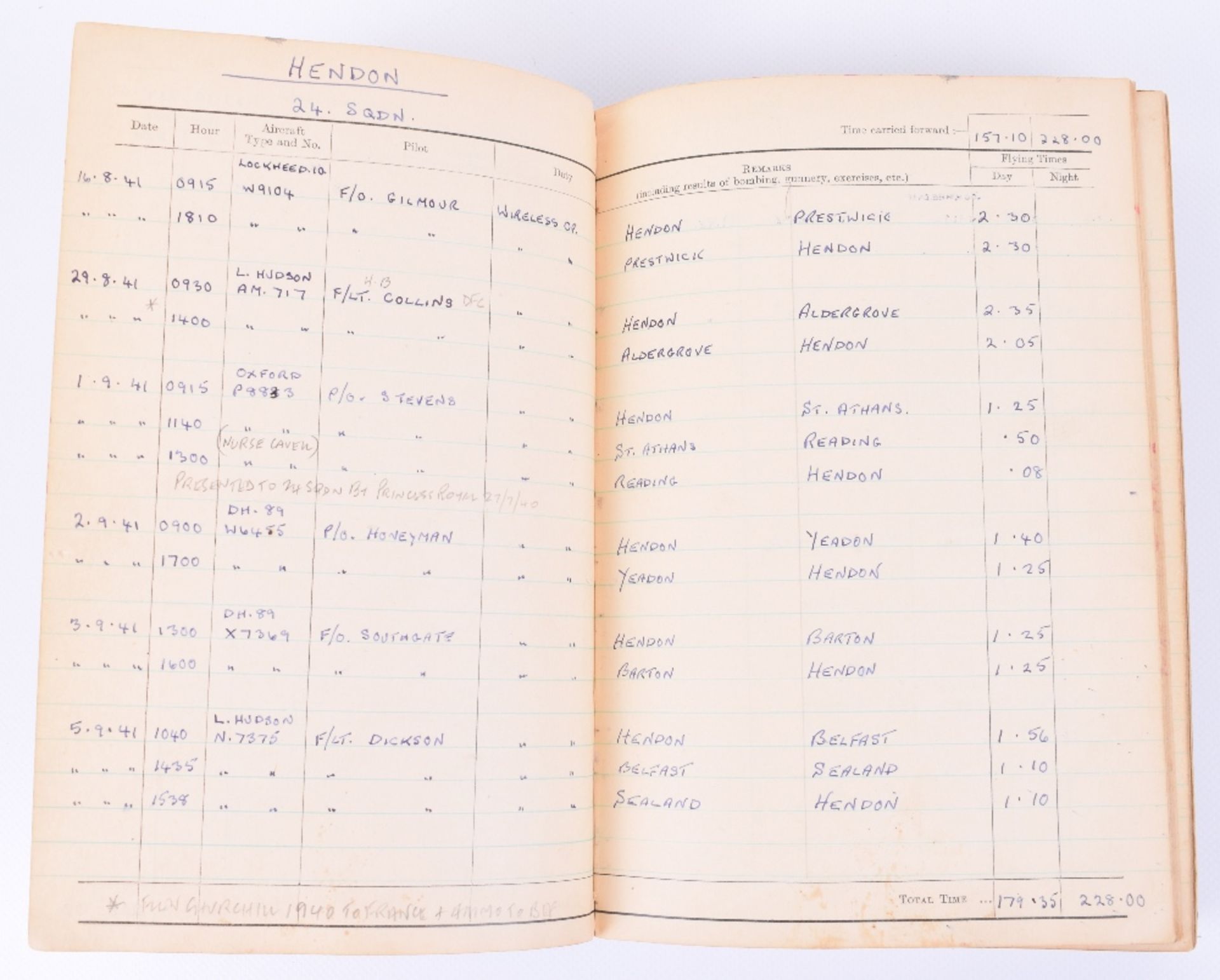 Royal Air Force Observer's and Air Gunner's Flying Log Book of 904081 F/Sgt later 144434 F/Lt H J Da - Image 6 of 11