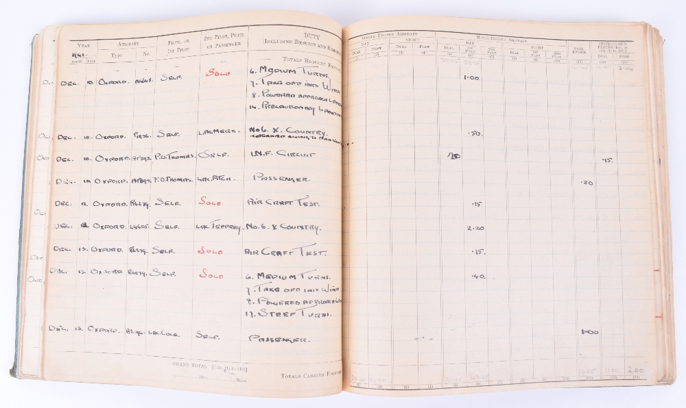 Royal Air Force Pilot’s Flying Log Book of 656362 W/O Leslie B Brown - Image 7 of 9