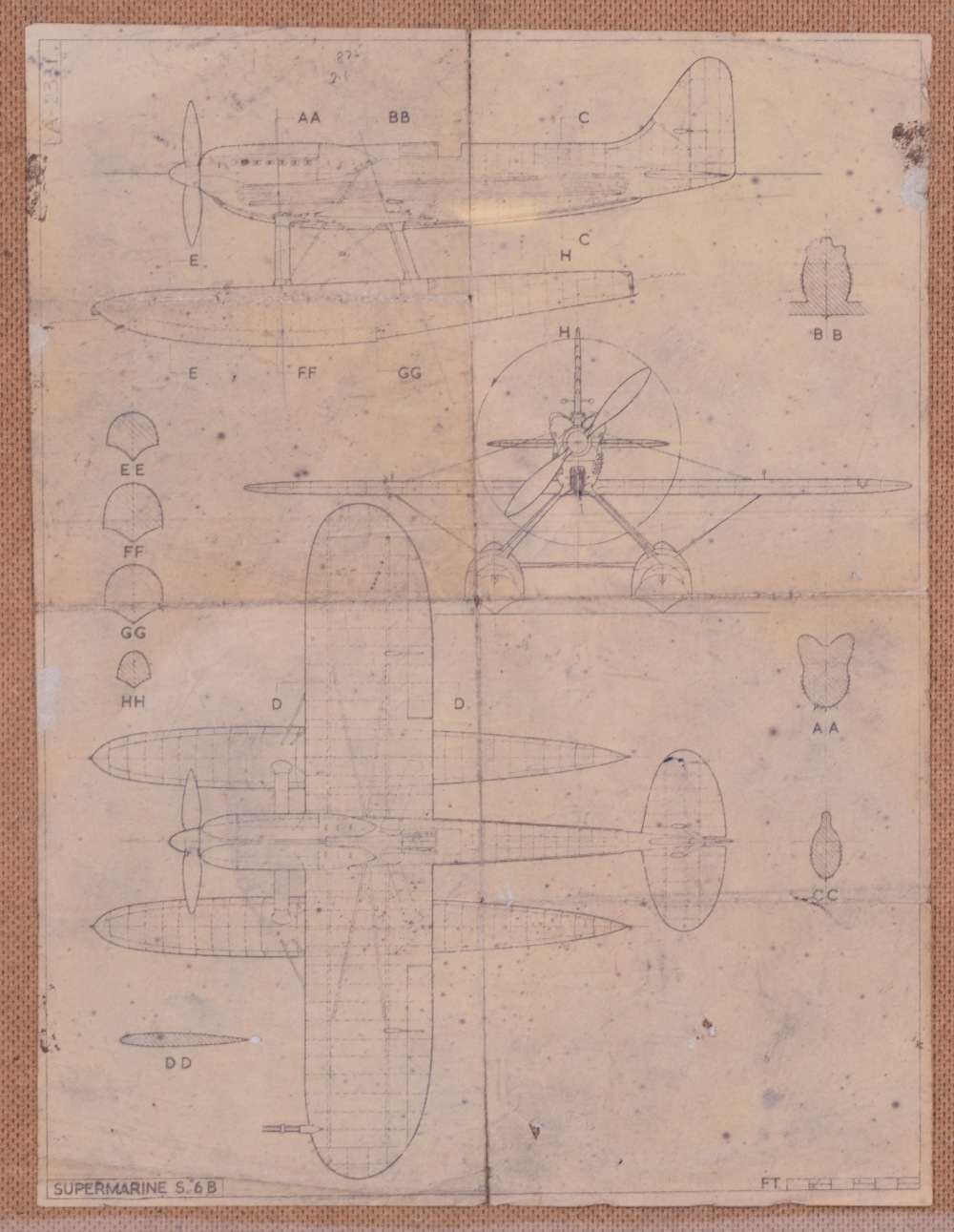 A Technical Blue Print of a Supermarine S.6B Aircraft