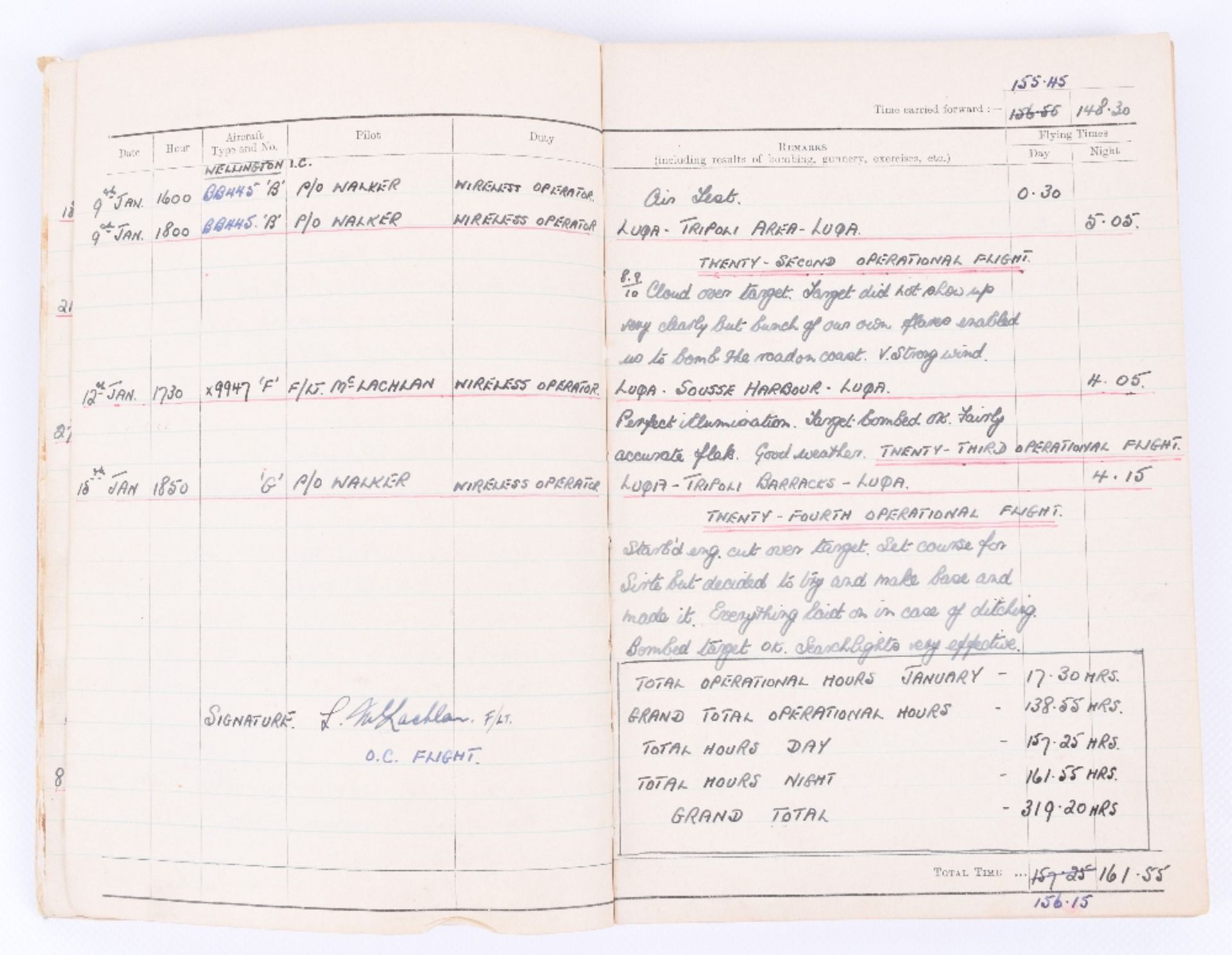 Royal Air Force Observer's and Air Gunner's Flying Log Book of 1066980 F/Lt J Ormerod - Image 6 of 11