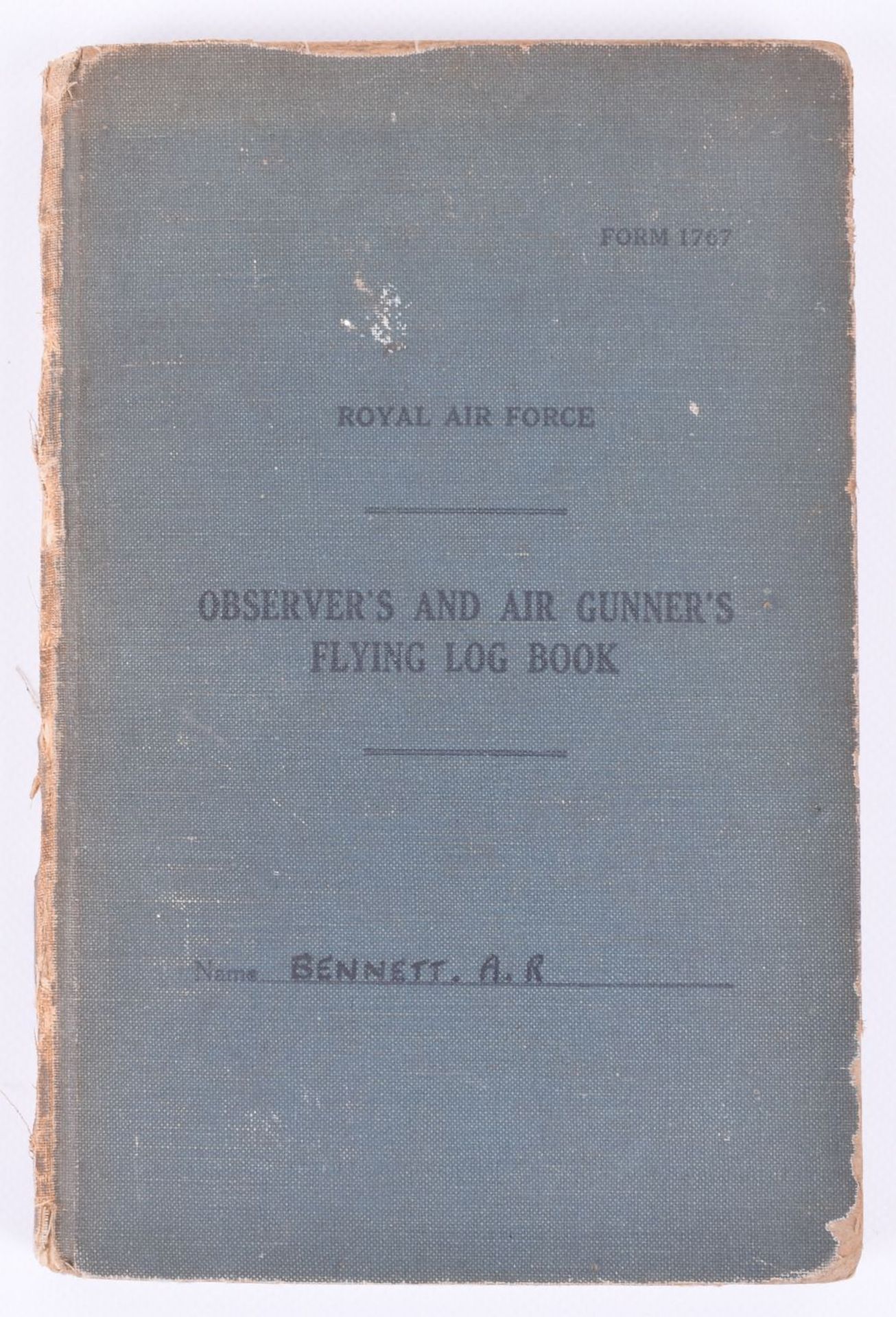 Royal Air Force Observer's and Air Gunner's Flying Log Book of 1125763 Sgt Arthur Robert Bennett