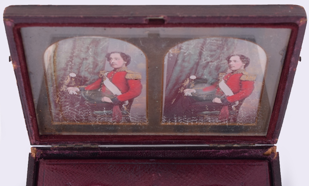 Scarce Early Daguerreotype Photograph of a British Army Officer in Fitted Stereoscope Case by Willia - Image 4 of 6
