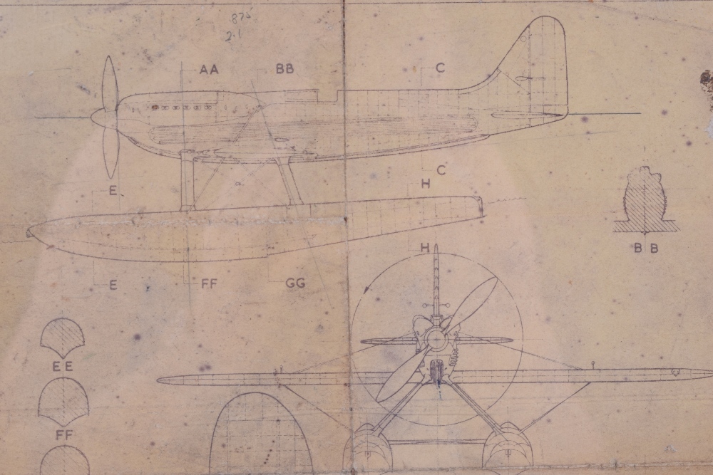 A Technical Blue Print of a Supermarine S.6B Aircraft - Image 2 of 4