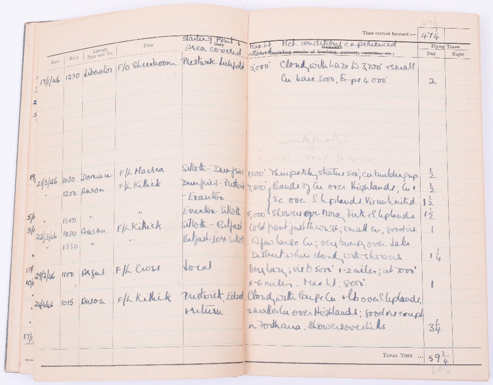 Rare Royal Air Force Navigators, Air Bombers and Air Gunners Log Book to WAAF in the Meteorological - Image 3 of 4