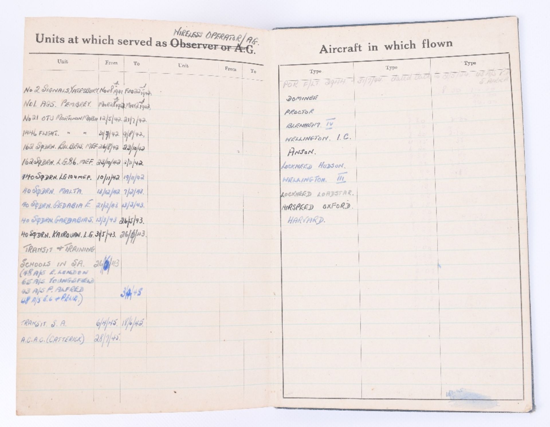 Royal Air Force Observer's and Air Gunner's Flying Log Book of 1066980 F/Lt J Ormerod - Image 11 of 11