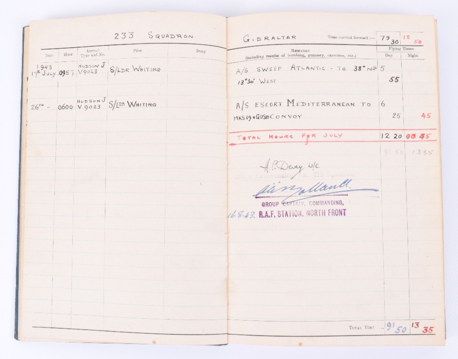 Royal Air Force Observer's and Air Gunner's Flying Log Book of F/Lt B. Le F. B. Elliott - Image 2 of 4