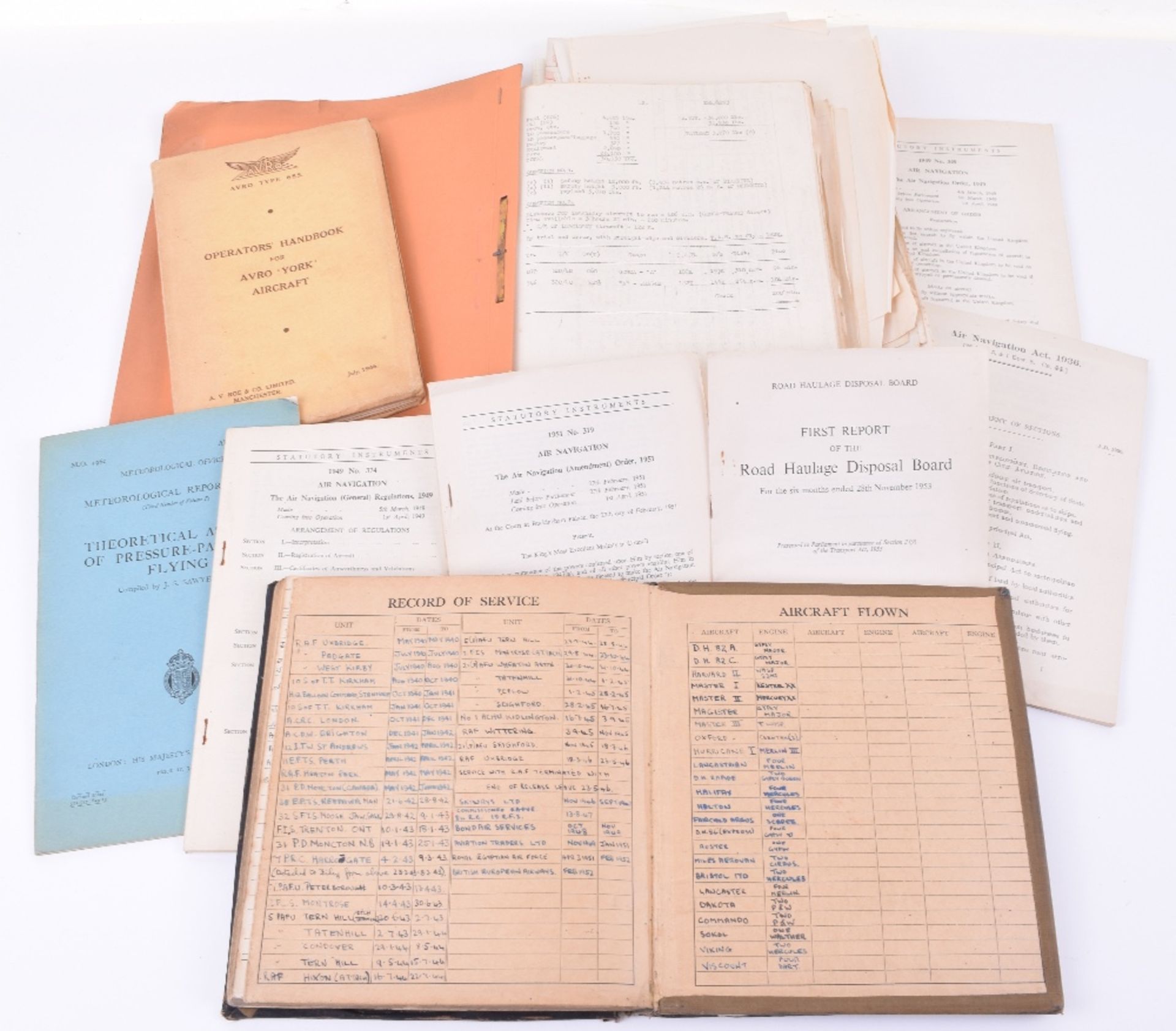 Unusual Collection of Ephemera Including Log Books to a Civilian Pilot