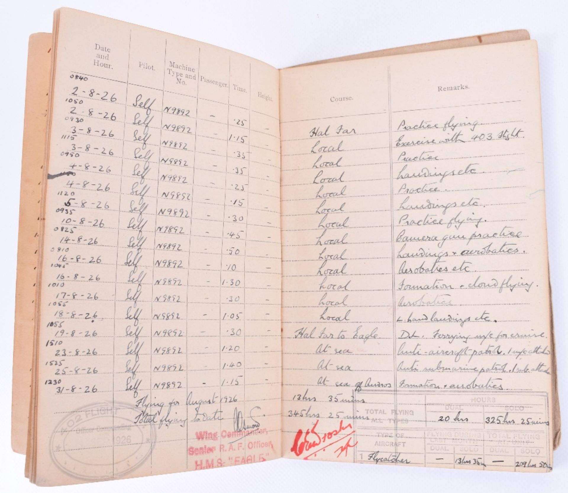 Two Royal Air Force Pilot’s Flying Log Books of F/Lt M Wiblin (Later W/Cmdr) - Image 5 of 5