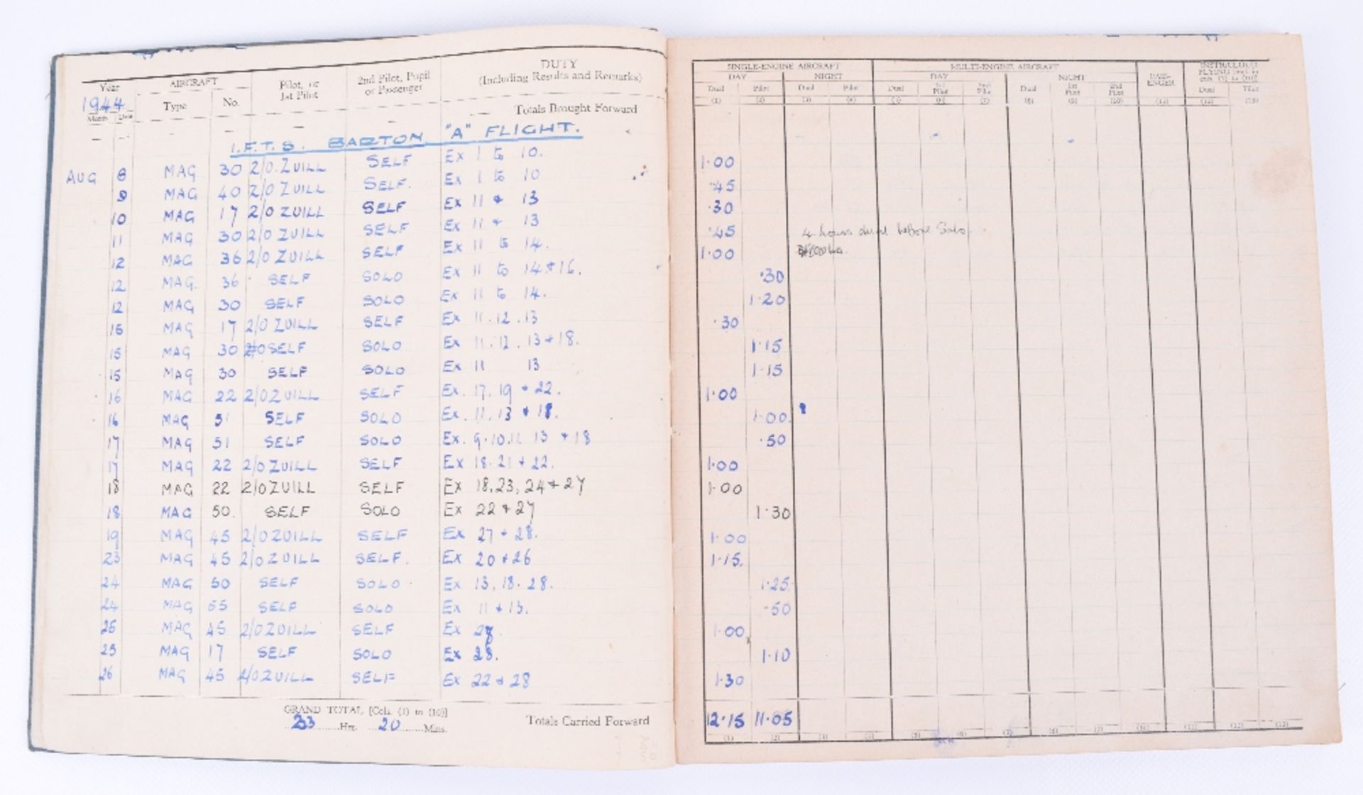 Royal Air Force Pilots Flying Log Book of Charles David James - Image 3 of 9