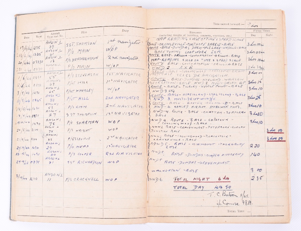 Royal Air Force Navigator’s, Air Bomber's and Air Gunner's Flying Log Book of 1623392 Sgt R Murgatro - Image 4 of 6