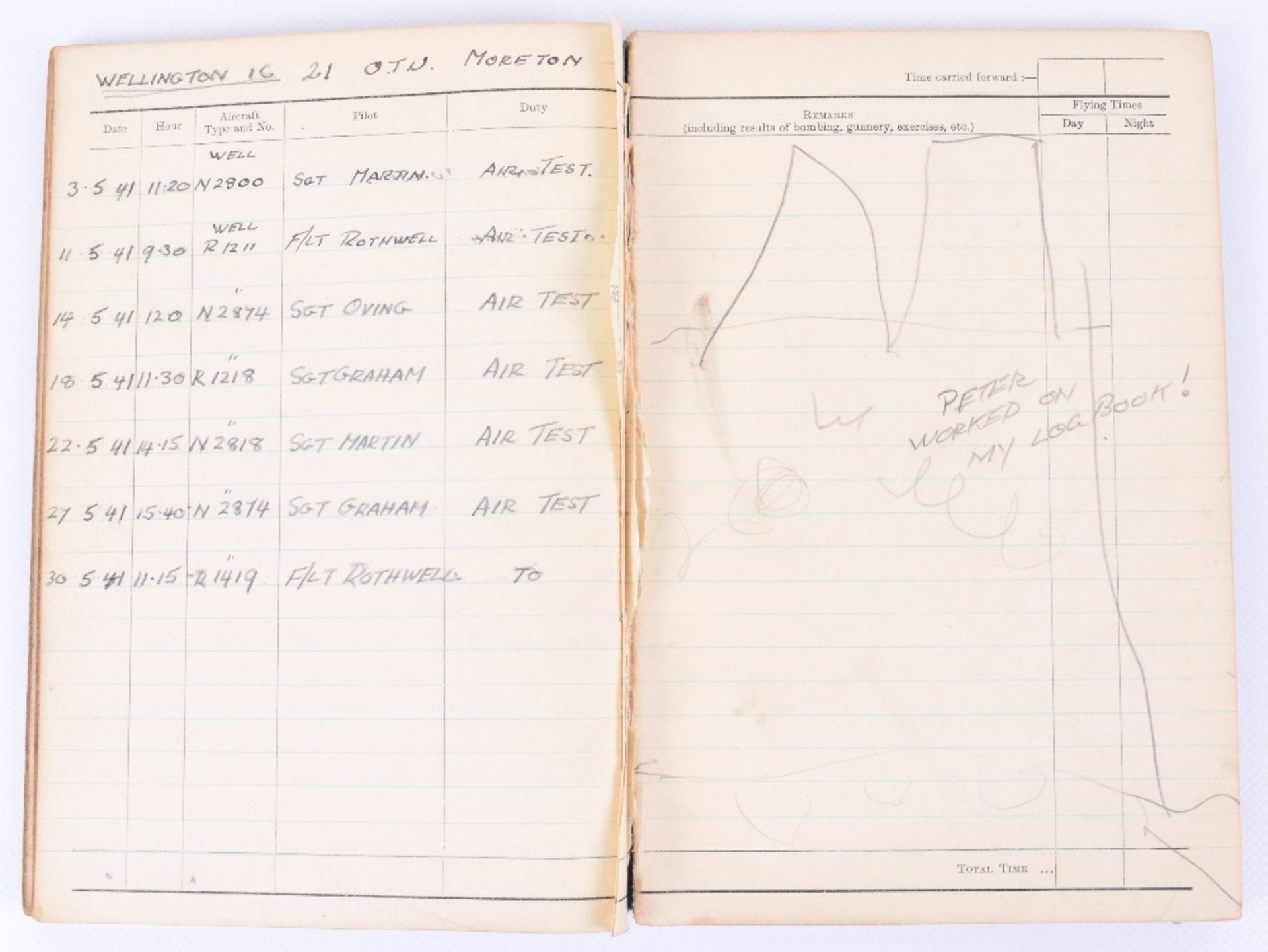 Royal Air Force Observer's and Air Gunner's Flying Log Book of 517775 F/Sgt P H Plater - Image 9 of 9