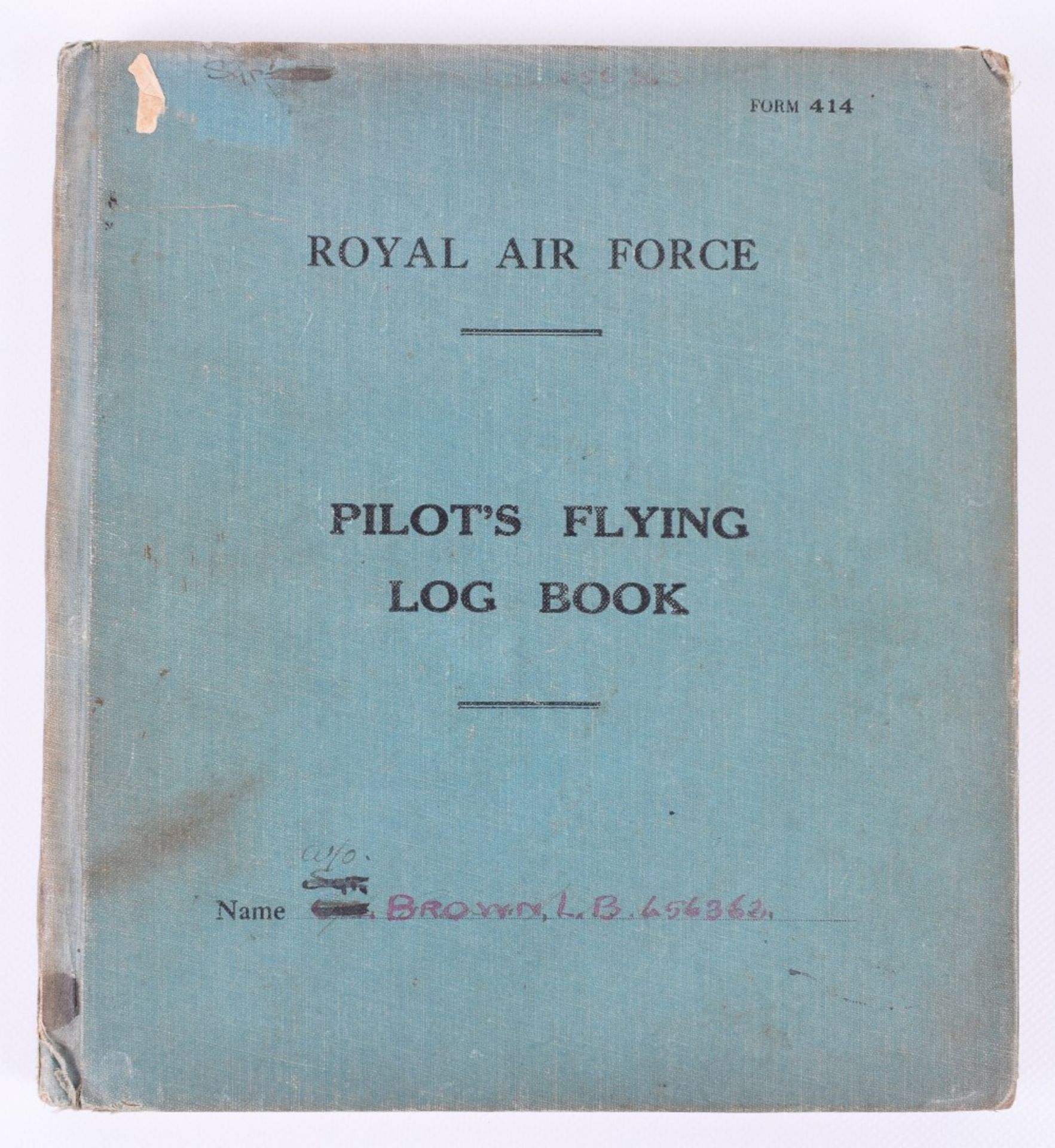 Royal Air Force Pilot’s Flying Log Book of 656362 W/O Leslie B Brown