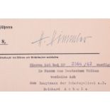 Third Reich Document Signed by Reichsfuhrer-SS Heinrich Himmler (1900-1945)