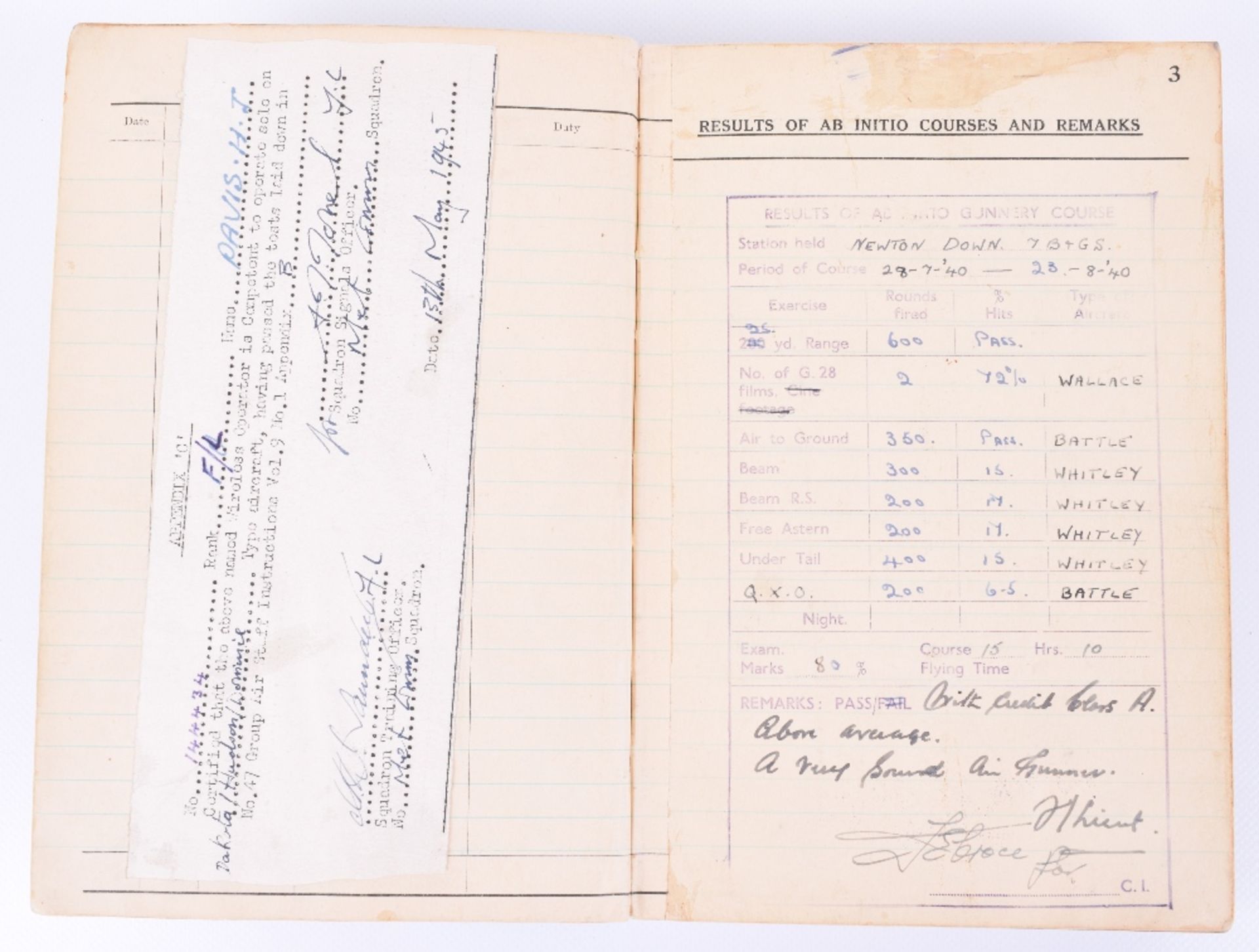 Royal Air Force Observer's and Air Gunner's Flying Log Book of 904081 F/Sgt later 144434 F/Lt H J Da - Image 3 of 11