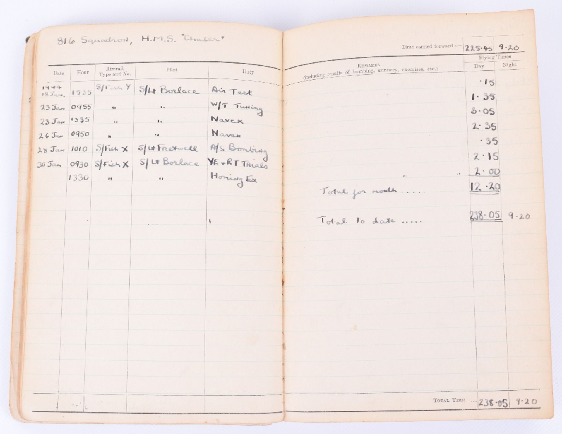 Royal Air Force Observer's and Air Gunner's Flying Log Book of A/G Michael A Parkin - Image 3 of 11