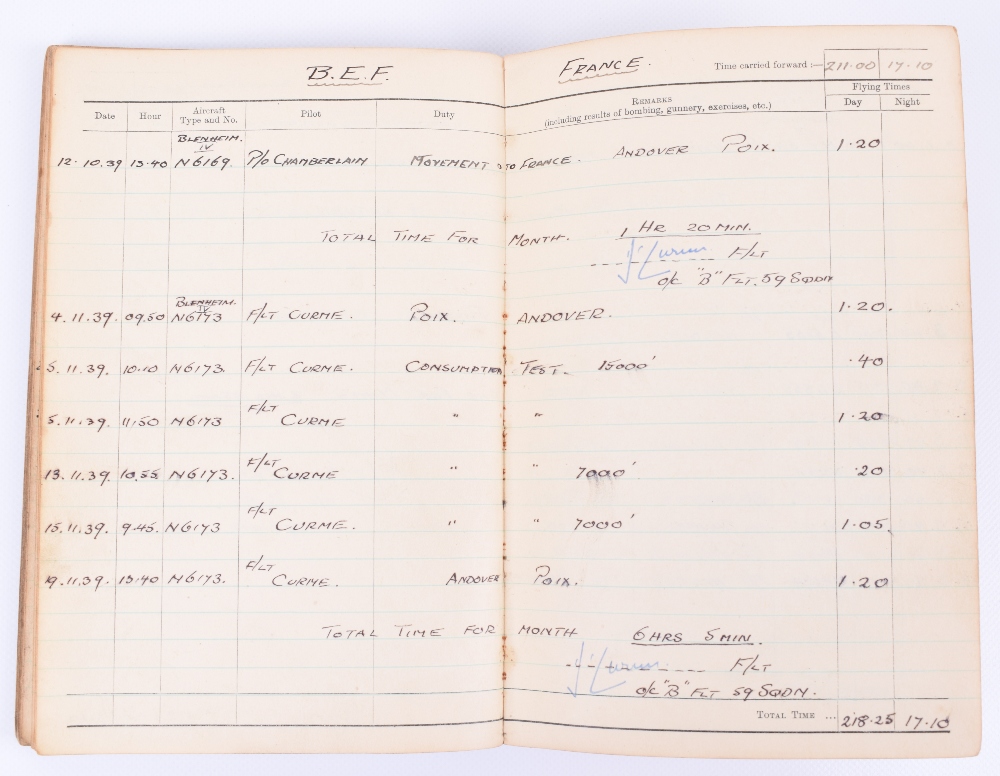 Royal Air Force Observer's and Air Gunner's Flying Log Book of 517775 F/Sgt P H Plater - Image 6 of 9