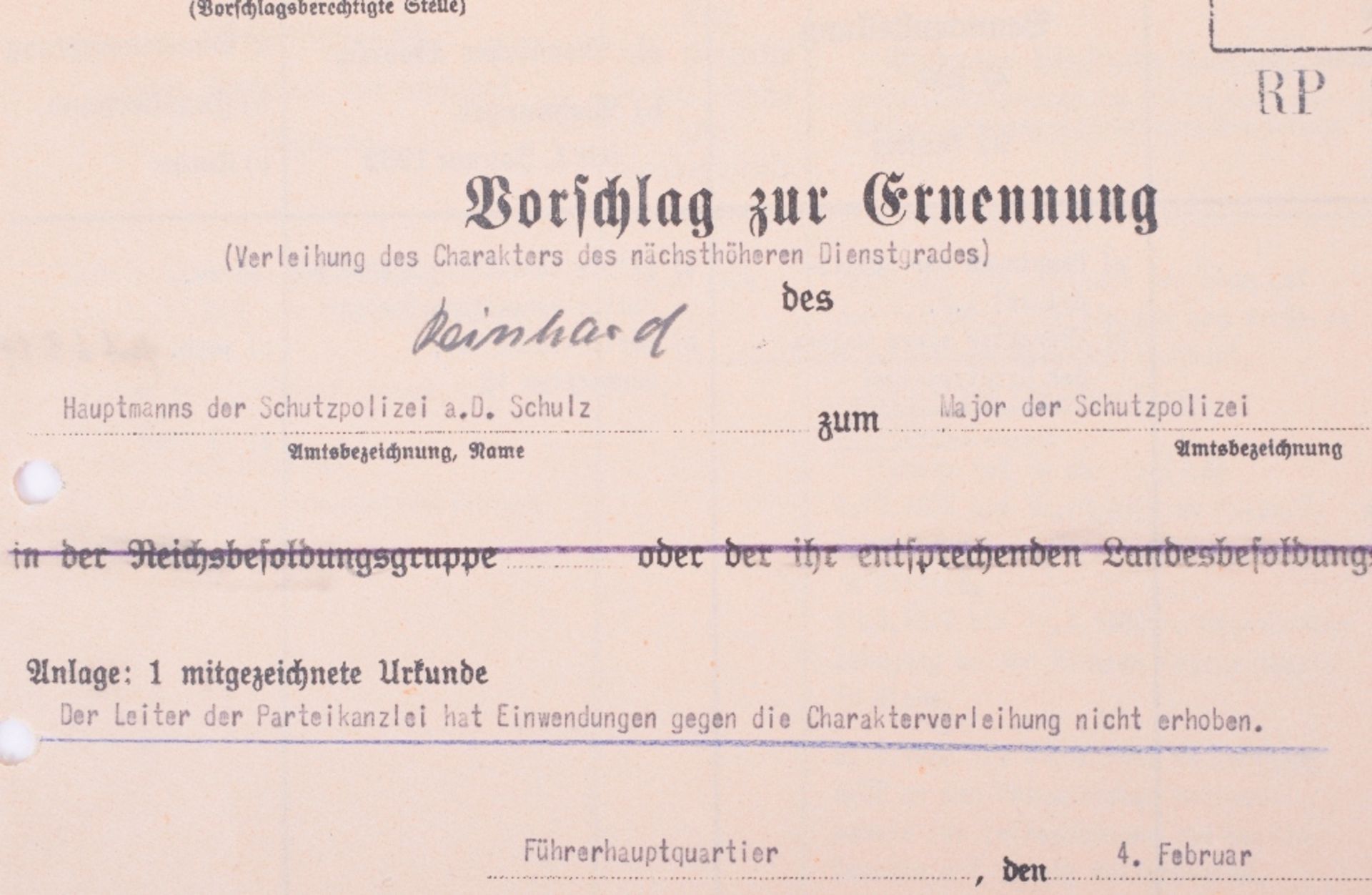 Third Reich Document Signed by Reichsfuhrer-SS Heinrich Himmler (1900-1945) - Image 3 of 5
